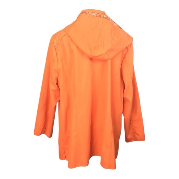 Dennis Basso Orange Trench Coat with Notched Lapels  size 2X - Picture 6 of 6